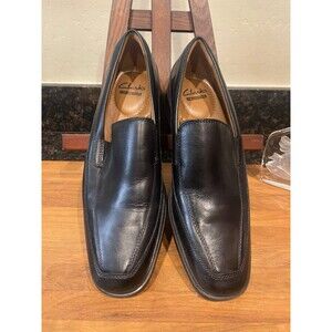 2 Clarks Ortholite Black Leather Loafer shoes
